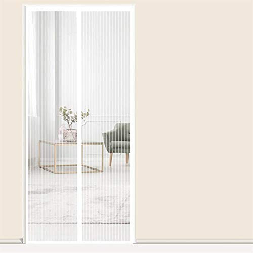 AMZERO Zanzariera Finestra Magnetica, 135x225cm Zanzariere su Misura Magnetico Velcro Chiudi Automaticamente per Porte d'IngressoPorte Cortili, Bianco A