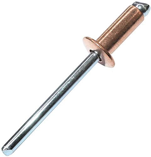 AERZETIX - C48067 - Satz von 20 Blindnieten standard blindniet Ø4.8x12mm kupfer stahl - DIN 7337 - popnieten - nieten mit bruchfest stange - mit flachkopf