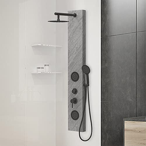 Inbagno Pannello Doccia idromassaggio in Acciaio Inox, H. 150 cm, 3 funzioni, Completo di Miscelatore e doccetta
