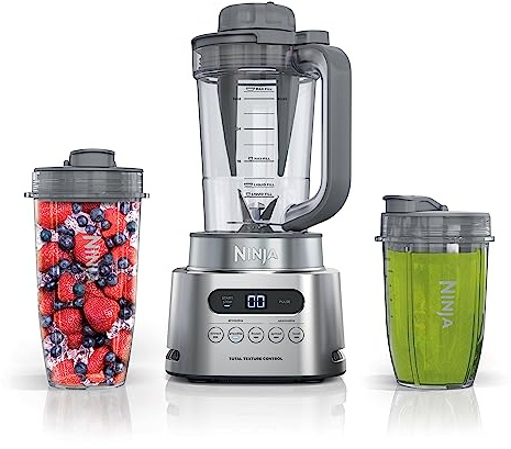 Ninja SS151 TWISTi Blender DUO, High-Speed 1600 WP Smoothie Maker & Nutrient Extractor* 5 Functions Smoothie, Spreads & More, smartTORQUE, 34-oz. Pitcher & (2) To-Go Cups, Gray