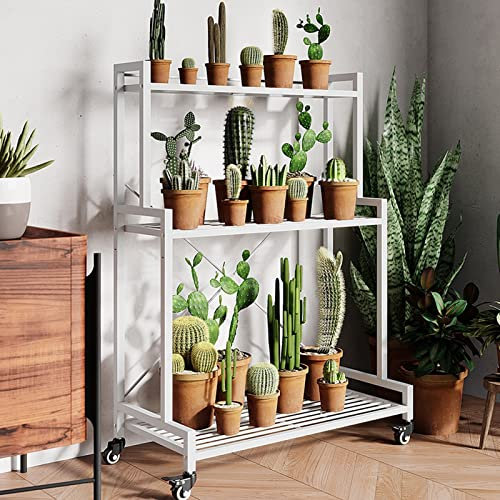 WYFZT Weiße Metall Pflanze Ständer Blumentöpfe Tanker Display Pflanzentreppe Blumentreppe Blumenbank Blumenständer Pflanzenregal für Innen Außen Garten Aussen Draußen Leiterregal Balkon, 3 Tier