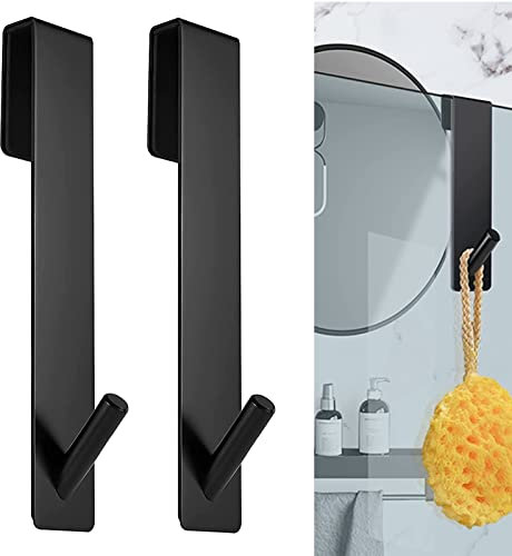 Cimown 2 Pièces Crochets de Porte de Douche - Crochets de Suspension pour Serviettes Sans Perçage - Crochet douche,Crochets de porte pour portes de douche en verre sans cadre(17,8cm)