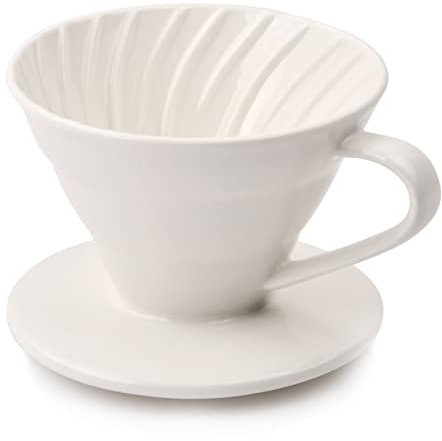 Porte Filtre Café en Céramique, Filtre à Café à Main, Goutteur de Café en Porcelaine Réutilisable, Porte-Filtre à Café Permanent pour Café Manuel 2-3 Tasses (Blanc)
