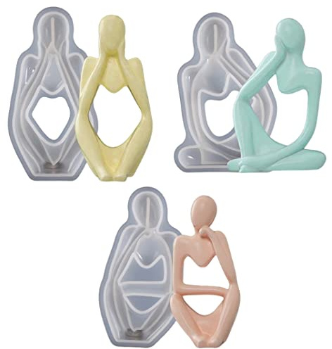 DIYBravo 3 Stücke Denker Silikonformen Epoxidharz Formen Figur Resin Formen Set Körper Gießform Gussform für Büro Zuhause Auto Dekor Ornament