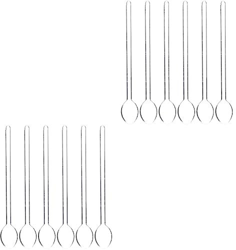 Healeved 12pcs Glass Spoon Long Handle Spoon for Dessert Cocktail Home Kitchen Gadgets
