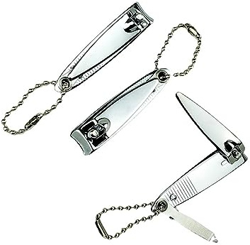 QPOIBSD 2'' Mini Finger Nail Clipper Manicure Trimmer Curved Edge, File & Key Chain ，White (2'', Count, 3)