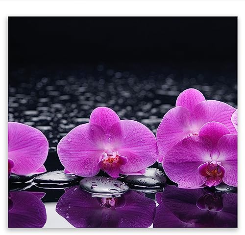 SMTDeco Protection plaque de cuisson, vitrocéramique, verre trempé, pour cuisinières électrique, à induction,planche à découper 50x52 cm pièce unique motif fleurs violet