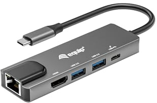 Equip 133489 - Adattatore multifunzione USB-C 5 in 1, HDMI, Gigabit LAN, USB 3.2 GEN1, 100 W USB PD