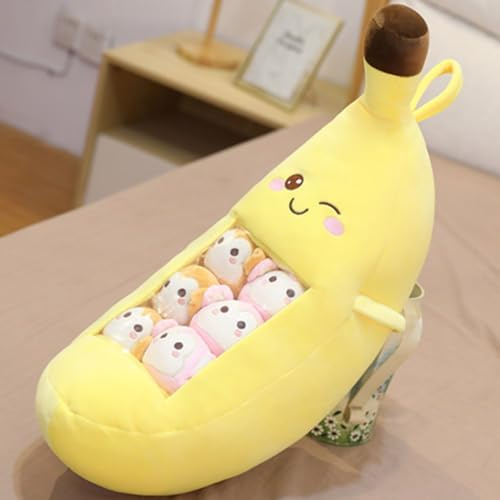 OUKEYI Banana Plush Pillow - Stuffed Toy, Removable Fluffy, Creative Gifts for Kids, Kawaii Banana Plush Toy, Halloween & Christmas Decorative Doll Toy Gift