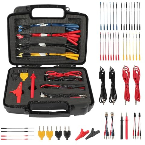 AUTOOL 48PCS Multimeter Leads Kit with 1M 4mm-Banana Plug Cables, Test Probes, Alligator Clips, Banana Plug Adapters, 1.0 Acicular Probe Leads, 20cm Jumper Wires for Multimeter Electrical Testing