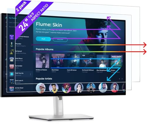 IPROKKO 2 Pack 24 Inch Anti Blue Light Screen Protector for Computer Monitor, Removable 16:9 Aspect Ratio, 24 Anti UV Anti Glare and Blue Light Filter