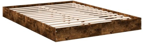 vidaXL Estructura de Cama Madera de ingeniería Roble Ahumado 140x200 cm, Muebles de Dormitorio, Camas, Cama Doble, Cama, somier, Cama de palets