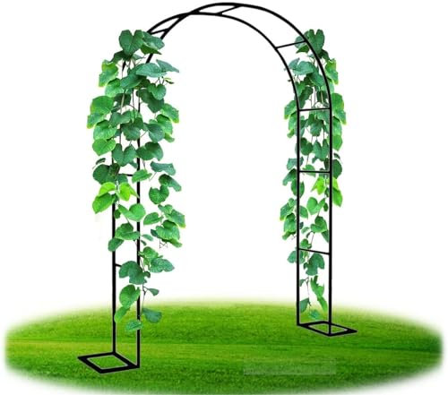 XUJIAY Rosenbogen, Garten-Torbogen Aus Metall, Pergola Rankhilfe Verzinkt Rost, Laubengang Rankgestell Mit Sockel Für Verschiedene Kletterpflanzen, Einfache Montage, 6 Größen,140x230x40CM