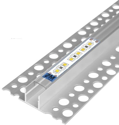 pureled LED Aluminium Profil U10 2 meter Trockenbau Unterputz Leiste Rigips LED-Streifen (2m profil U10 + milchige Abdeckung)