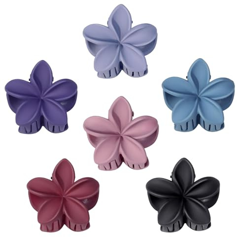Blooms 6 Stück Haarklammer Blume Klein, Hawaii Haarklammern Blumen Matt Haarspangen Damen Rutschfeste Blumenklammern Mädchen Hair Clip Blumen Spange für Hochzeit Strand Party Pool Urlaub