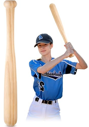 Simgoing Baseballschläger mit einer Hand, 55,9 cm, 740 g, Holzschläger, Selbstverteidigung, Softballschläger, unlackiert, Mini-Baseballschläger für Erwachsene, Ballsport, Selbstverteidigung, Training,