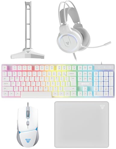 FANTECH P51S 5-in-1 Gaming Combo: tastiera retroilluminata a LED, auricolare mouse, bianco