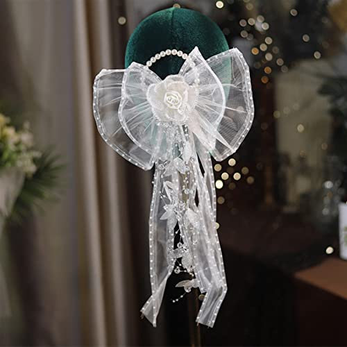 WIPPWER Perle Blanc Fil Crêpe Femmes Headpiece Step Back Shake Coréen Super Accessoires De Cheveux De Mariage