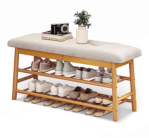 Schuhwickelhocker aus Bambus, kleine Schuhbank, Eingang mit Stauraum, schmal, Schuh-Organizer, Schrank, Ottoman-Bank