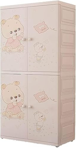 CONGRUI Aufbewahrungskörbe Doppeltür-Aufbewahrungsschrank für Zuhause, Wohnzimmer, Kinderzimmer, einfache Schublade, Kunststoff, Kinderschrank (Hängend+Fach)