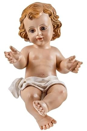 DRW Figura niño Jesus en pañal de Resina Pintado a Mano 20x10x30 cm