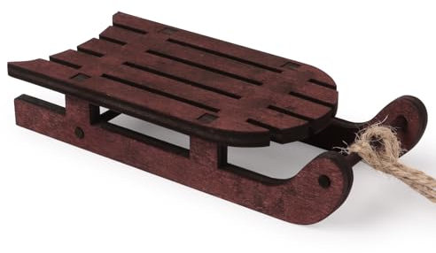 GEBETTER Miniatur Holzschlitten 11,5x5x2cm Weihnachten Mini Holz Schlitten Wichtel Zubehör für den Weihnachtswichtel Winter Deko für Winterlandschaften Weihnachtsdekoration Christbaumschmuck (Braun)