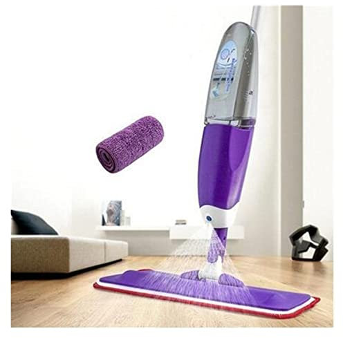 QWAXTRIW Limpieza del trapeador de Piso Trapeador de Piso Plano Trapeador en Aerosol con Almohadillas de Microfibra Reutilizables Trapeador con Mango de Metal Giratorio de 360 ​​​​Grados para el