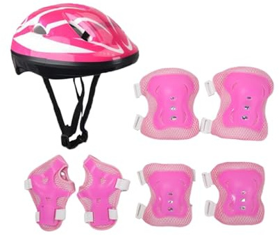 Pegciuho Lot de 7 Casques de Vélo pour Enfants, Casques de Patinage, Portables et Résistants Aux Chocs, pour Skateboard, Longboard, Roller, Multisports, Rose