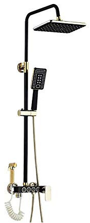 Cabines de douche modernes en acier inoxydable avec système à double tête pour robinet en cuivre intelligent, plateau mural rétro et mitigeur de douche à effet pluie carré