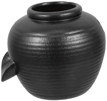 Toddmomy Fountain Flowing Pot - Elegant Black Ceramic Water Feature Pot for Fish Aquarium Indoor/Outdoor Waterfall Planter Easy to Use 9Cm X 8 2Cm X 4 3Cm