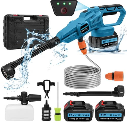 Lightasea Cordless Pressure Washer, 6 in 1 Cordless Power Washer with 3.0 Ah Battery, 120 Bar/2000 PSI Portable Jet Wash with 5m Hose, Car Washer with Hose Connector and Foam Pot