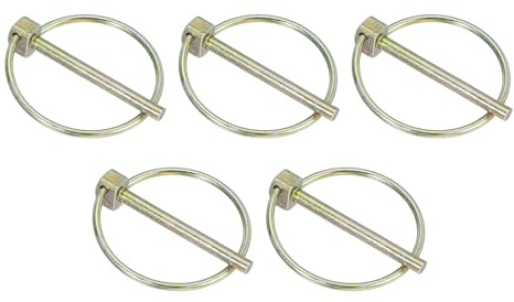 PATIKIL 5 Stück Metall Klappsplinte 4,5mm Durchmesser, 45mm Lange Steckbolzen mit Sicherung O Ringe, Kohlenstoffstahl Sicherungsbolzen Splinte für Anhänger Traktor LKW Rasenmäher, Roségold
