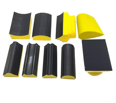 Alanmoship Hand Sanding Block Set 9 Piece Contoured Sander Tools Kit Foam Polishing Blocks For Wood Furniture Car Repair Various Shapes Sizes