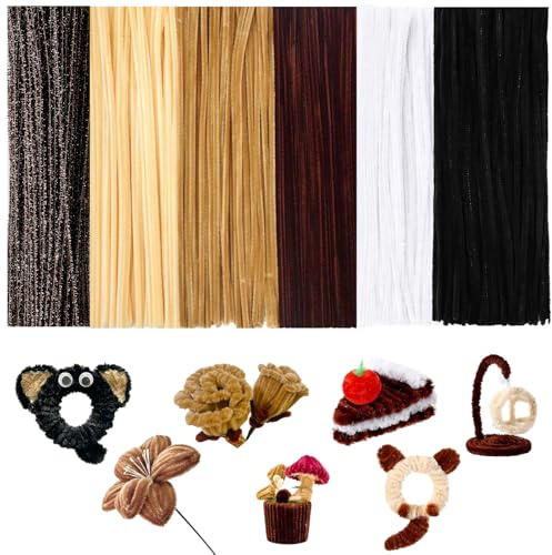 300Stk Pfeifenputzer Bunt zum Basteln Schwarz Weiß und Grau Pfeifenreiniger | Biegeplüsch Basteldraht 30cm Chenilledraht Pfeiffendraht Pipe Cleaner für Kreative DIY Projekte und Basteldeko
