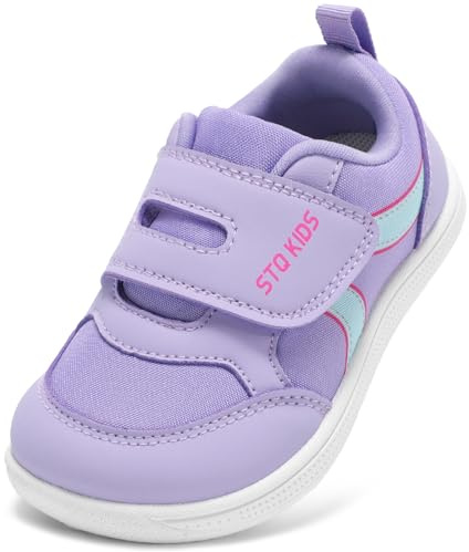 STQ KIDS Zapatillas Deportivas Niña Barefoot Calzado Respetuoso Bebe Non-Slip Primeros Pasos Lindos Running para Interior y Exterior Lila Claro 25 EU