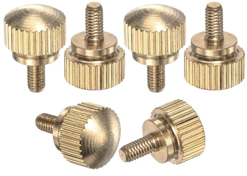 M METERXITY 6er-Pack Rändelschrauben M3x6mm Massiv Messing Rundkopf | Griffschrauben Mit Schulter, Rändelkopf Vollgewinde, Für Brillengestelle/PC-Computer, M3x6mm, Messing