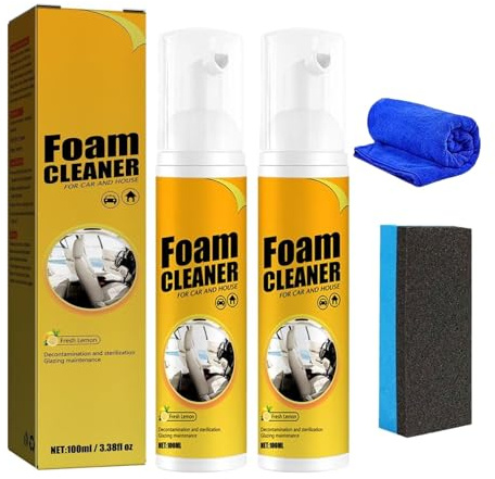 Mehrzweck-Schaumreiniger für Autos, Auto-Lenkrad-Schaumreiniger, Allzweckreiniger, 100 ml, multifunktionaler Innenreiniger, starker Fleckenentferner für Auto und Zuhause (2 Stück)