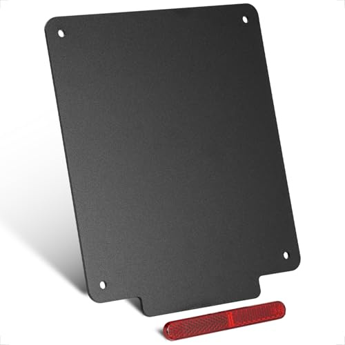 Evermotor Motorrad Kennzeichenhalter mit Reflektor, Sicherer Halt | 180×200mm Universal, mit 100 mm Reflektor, 3mm Aluminium, Leicht, Vibrationsfest, für Motorrad, Moped, Roller, Scooter, ATV
