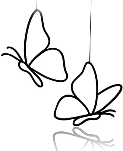 Generisch Fensterdeko Tiere zum Aufhängen – Set mit 2 Dekofiguren (Biene, Schmetterling, Libelle, Vogel) – Moderne Wanddeko aus PLA – Fenster-/Raumdeko für Frühling & Sommer (Schmetterling)
