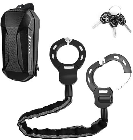 GuKKK Antivol Trotinette Electrique, 92CM Long Cadenas Trotinette Electrique, Cadenas Velo 8mm Ultra Résistant,1.5KG Robuste Chaînes Antivol pour Scooter Electriques, avec Clés et 3L Sac Etanche