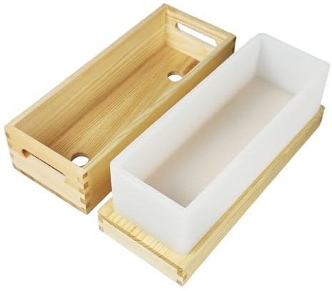 Moule à savon en silicone de 1300 ml - Moule à pain en bois à libération facile - Moules rectangulaires pour la fabrication de savon à la main et les projets d'artisanat de bricolage.