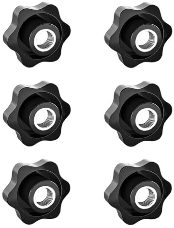 Sterngriffmutter M12, Rändelmutter, Innengewinde Klemmknopf, Sternkopf Klemmknopf, Rändelknopf, 6 Pack Rändelgriffmuttern für Mechanische, Industrie, Möbel, Elektronische Ausrüstung, Durchgangsloch