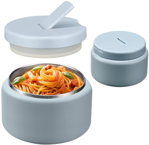 Itslife Thermobehälter für Essen 400ml, Thermo Lunchbox Kinder mit Schnallendeckel und Löffel, Warmhaltebehälter Essen Auslaufsicher, Essensbehälter für Picknick, Schulen und Büros, Blau