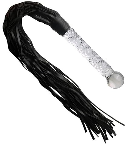 Frustino BDSM 2-in-1 con manico in vetro – Flogger lungo con impugnatura stabile stile dildo, ideale per giochi di ruolo intensi, momenti di spanking creativi e scene di coppia coinvolgenti