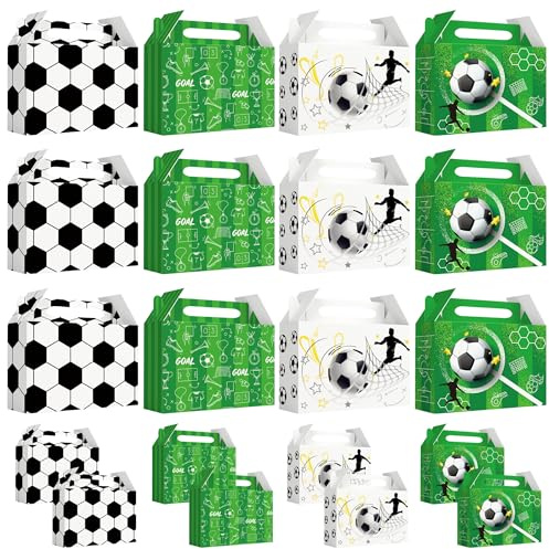 Fussball Geburtstag Deko,24 Paper Bags Football Fußball Geschenkbox mit Henkel Mitgebsel Tüten Kindergeburtstag für Fussball Geburtstag