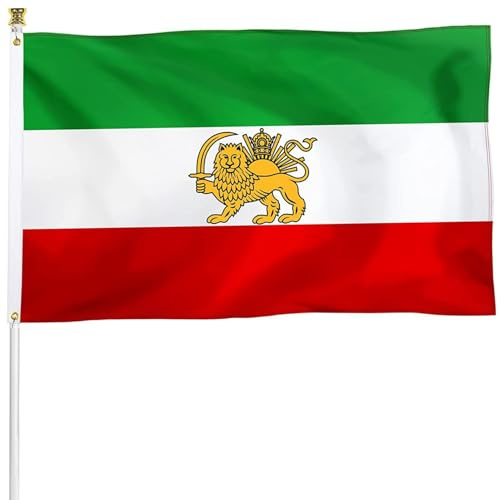 Whyzsjnclg Banderas de país, Bandera iraní de 3 x 5 pies, Banderas de país con Ojales de latón, Bandera Vibrante de 3 x 5 para exhibición en Interiores y Exteriores para Uso Diario