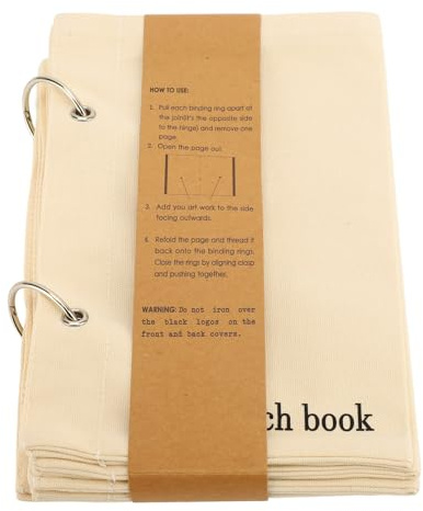 YUKERMARB Blank Fabric Sketchbook, Folding Linen Stitchbook for Drawing Writing, Travel Journal Notebook Fabric Planner