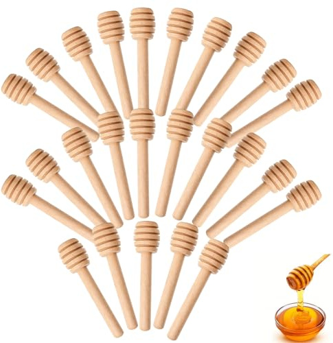 25PCS Wooden Honey Sticks, 8cm Honey Stirrer, Honeycomb Spoons Sticks | Honeycomb Spoons Sticks Drizzling Honey Jam Honey, Blended Honey Collecting and Stirring for Kitchen Use Party Favors Gift