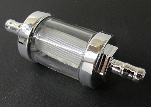 Benzinfilter Chrom 6 mm – passend für Roller, Mofa, Moped, Mokick – klarer Kraftstofffilter für Zündapp, Hercules, Kreidler, Vespa, Schaltmoped u.v.m. – Universal-Filter Ø 22 mm, 65 mm lang