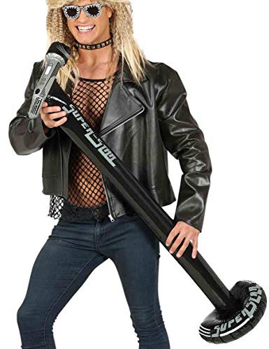 FIESTAS GUIRCA | Microphone à Pied Gonflable (115 cm) - Accessoire pour Fêtes de Rock et Célébrations Musicales - Idéal pour Costumes de Chanteur et Star de Rock - Tous les Utilisateurs - Noir